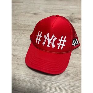 40 oz NYC Vtg New‎ York Yankees Mesh Trucker Snapback Hat Red